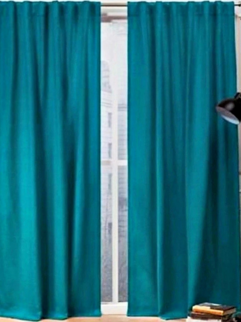 Nicole Miller Mellow Slub Curtain Panels (2) in Teal NWT